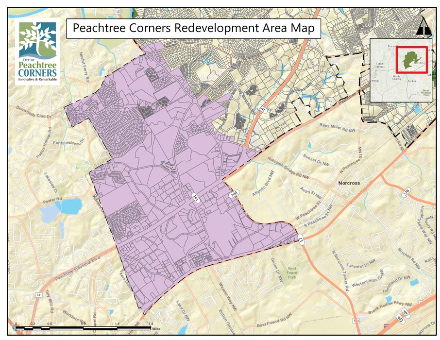 peachtree corners redevelopment authority area map