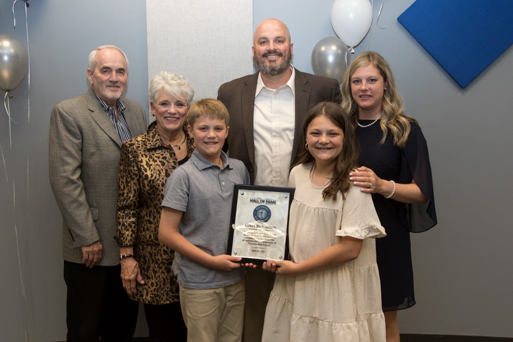 Hall of Fame inductee Corey Richardson with his family.