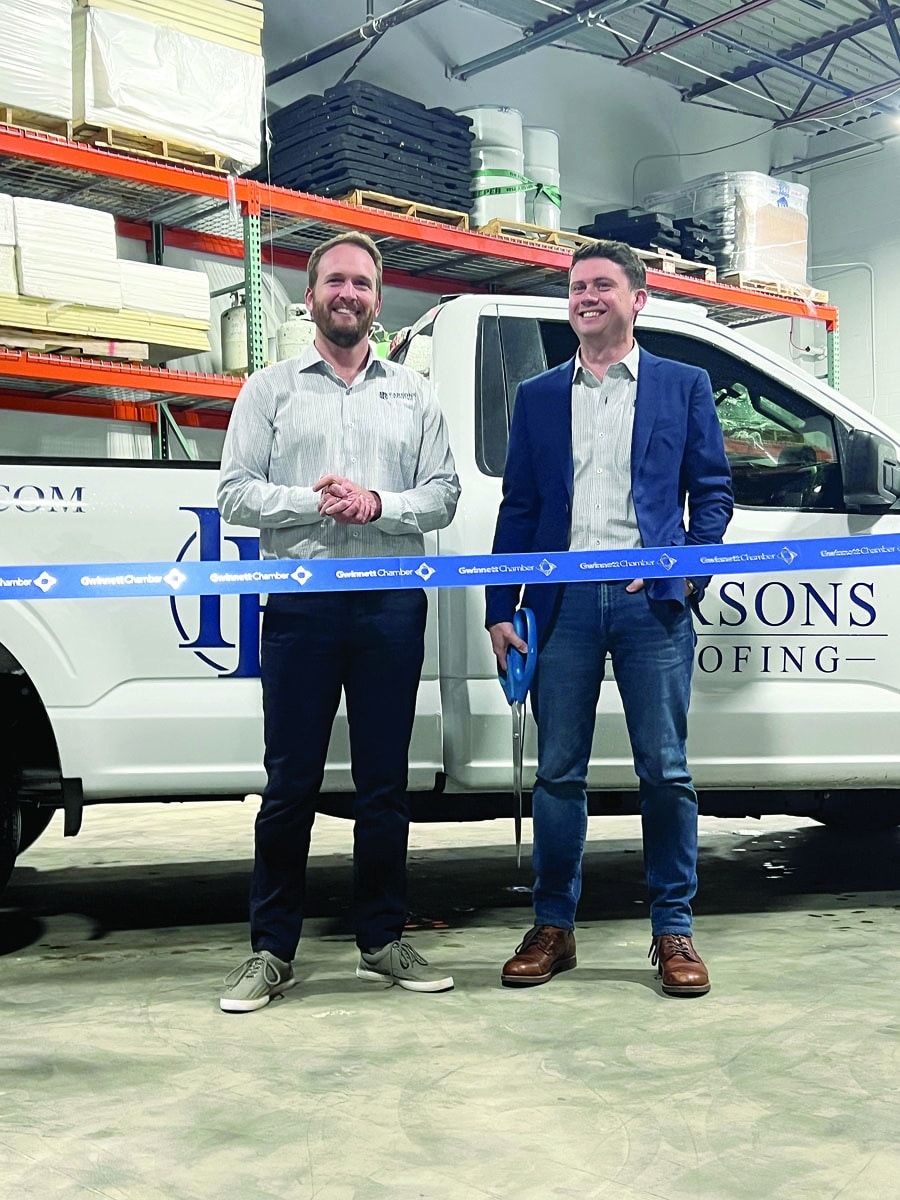 Jay Thornton & Eric Abell at Parsons Roofing New Office Ribbon Cutting