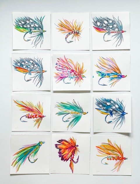 Watercolor Bug Insect Artwork, Fly Fishing Artwork by Alexandra