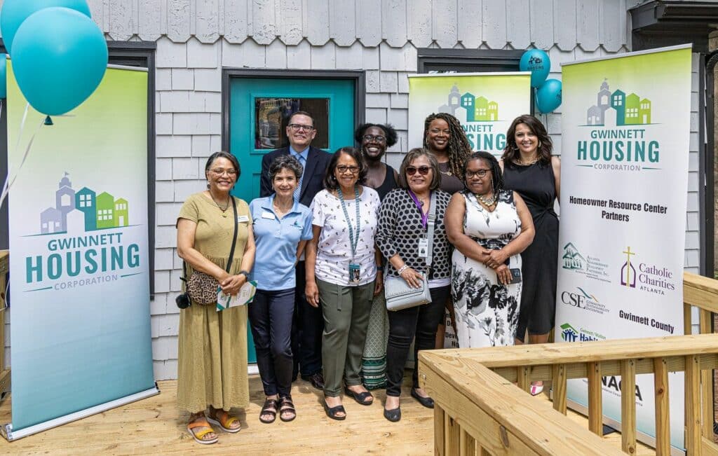 Representatives from GHC, Lennar, HomeAid Atlanta, Atlanta Neighborhood Development Partnership, Habitat Gwinnett, Catholic Charities of Atlanta and Money Management International.