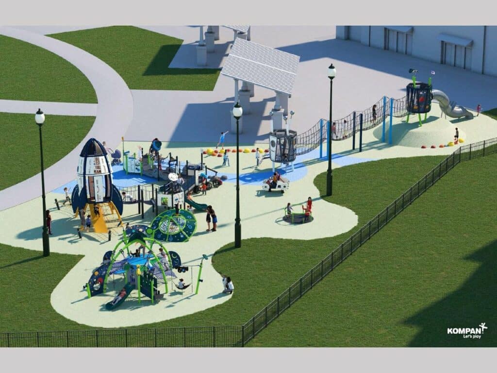 Peachtree Corners Town Green play-ground renderings of Phase II taking
place in December. (Courtesy of the
City of Peachtree Corners)