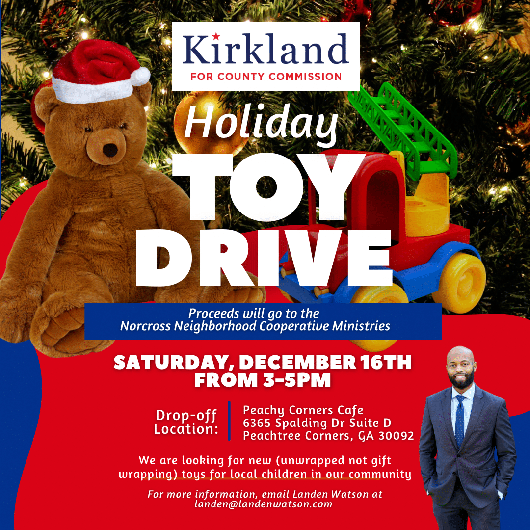 Join Team Kirkland for a special holiday toy drive for the Norcross Neighborhood Cooperative Ministries at Peachy Corners Cafe.