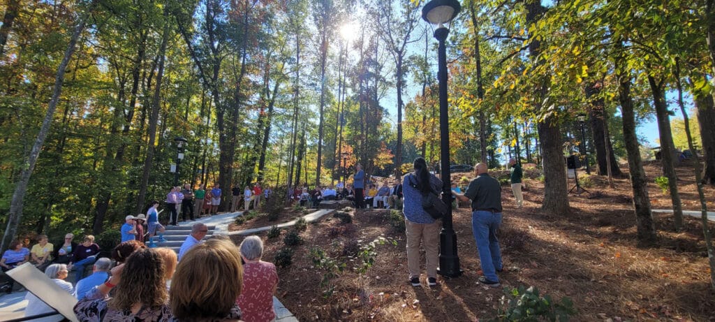 Crowd at the Debbie Mason Memorial Garden dedication