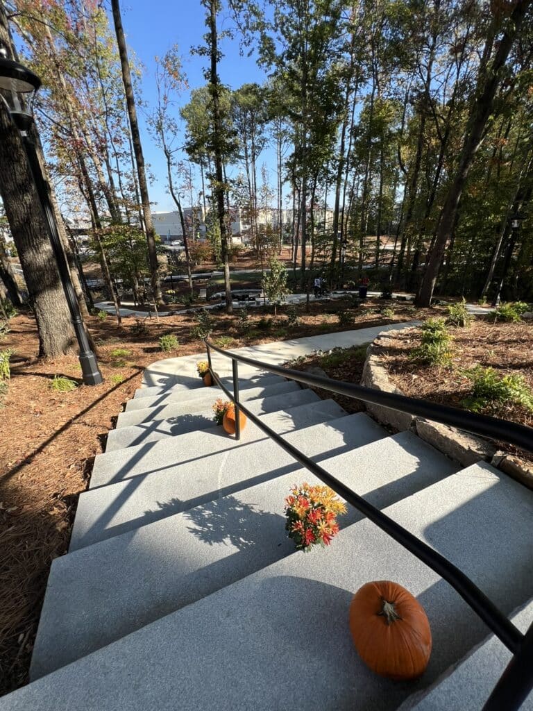 Garden steps with fall decorations