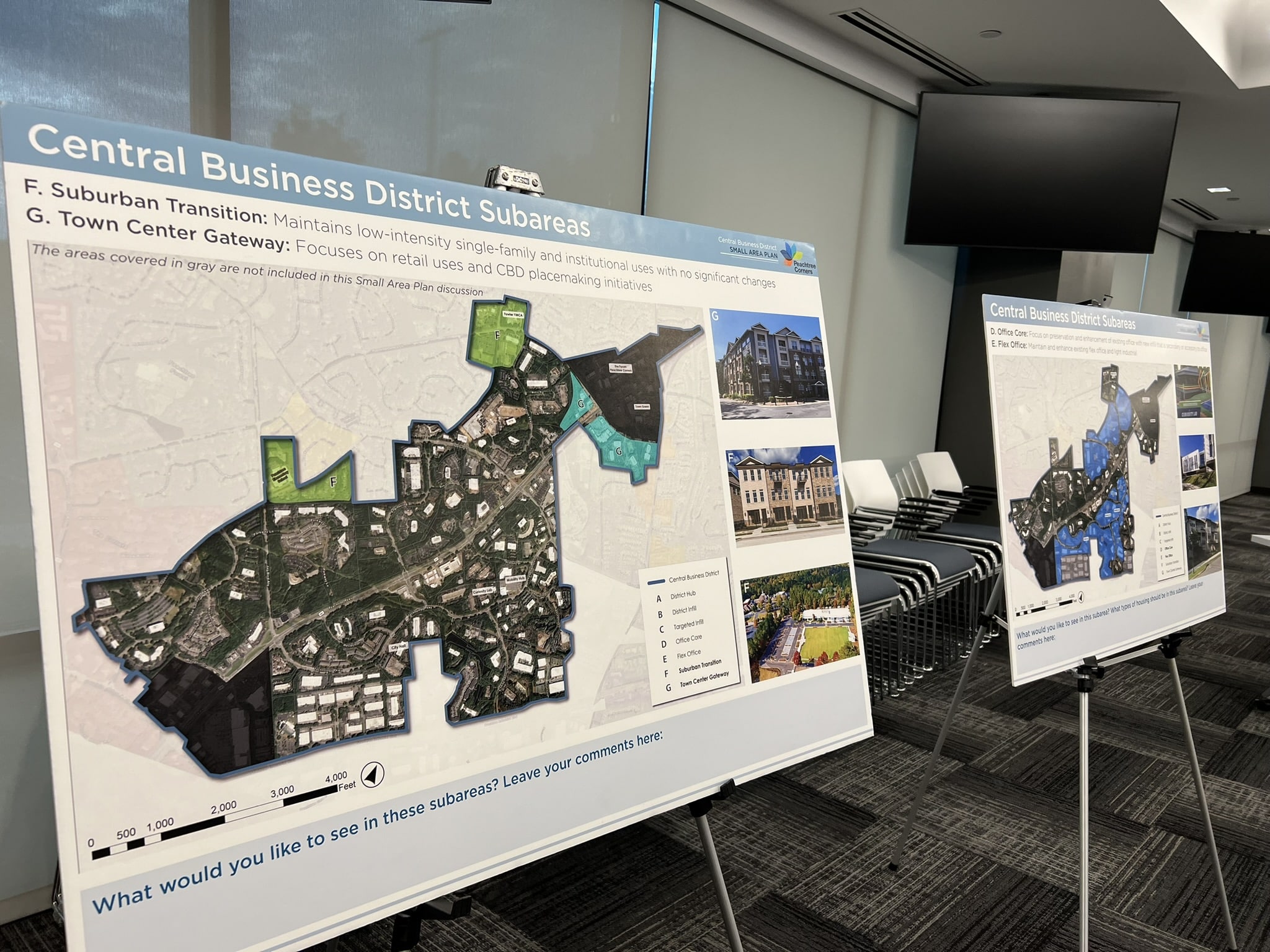 display of maps at a city meeting