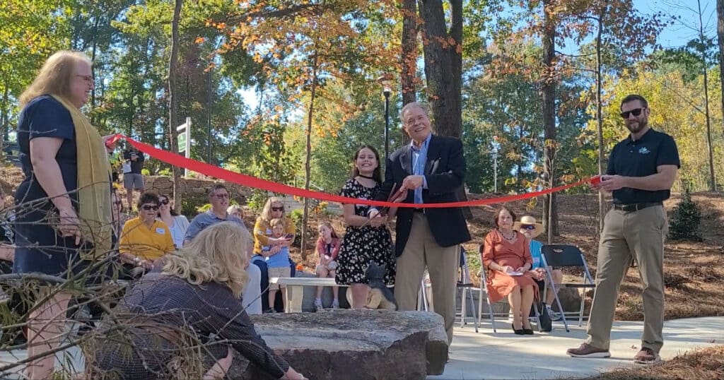 Ribbon cutting with Mayor Mike Mason at the Debbie Mason Memorial Garden