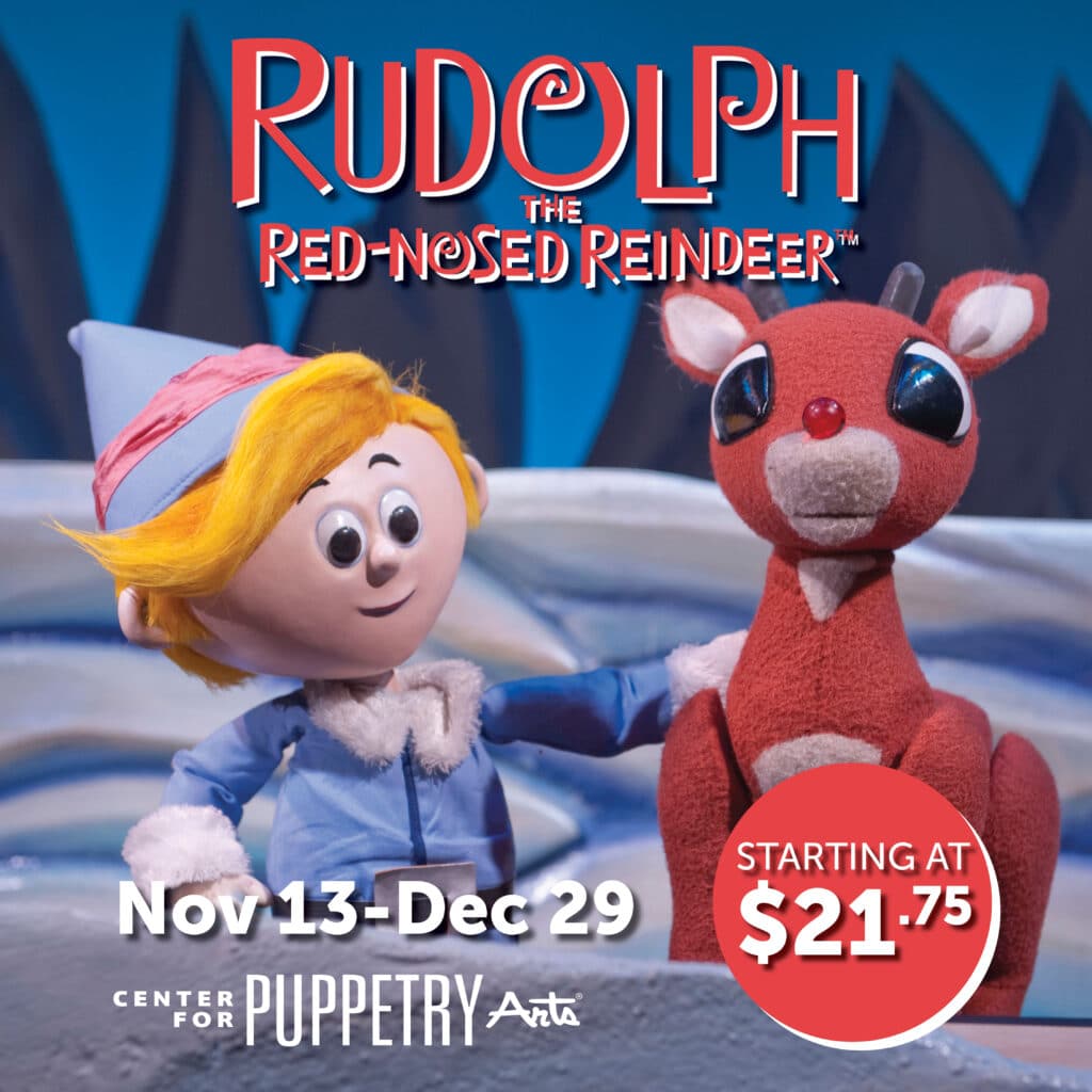 Rudolph the Red-Nosed Reindeer flyer for Center for Puppetry Arts