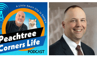 Shaun Adams and logo image for Peachtree Corners Life podcast