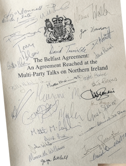 A signed copy of The Belfast Agreement