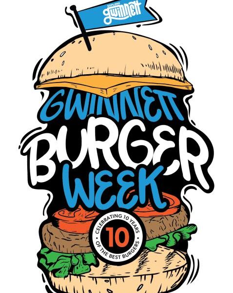 Colorful, illustrated Gwinnett Burger Week logo