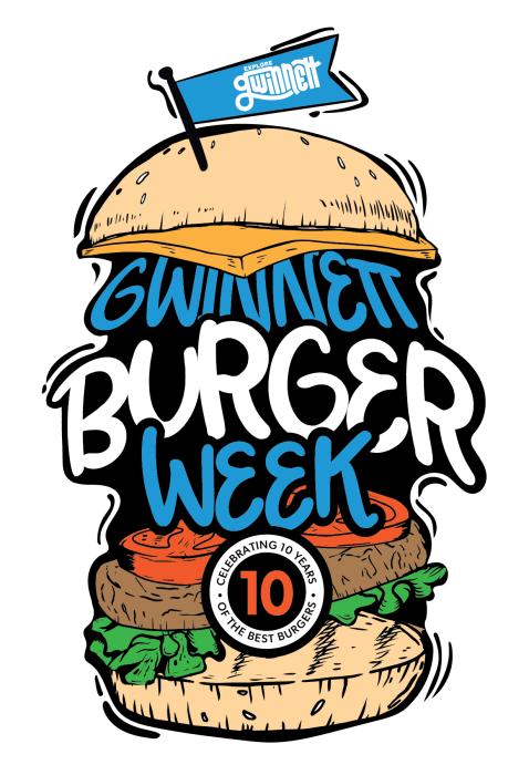 Colorful, illustrated Gwinnett Burger Week logo