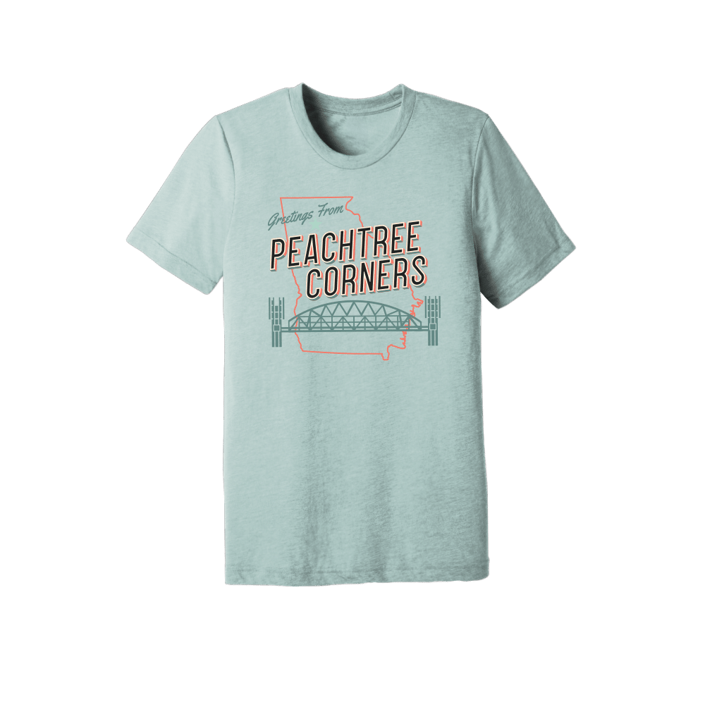 tshirt with greetings from Peachtree Corners on the front