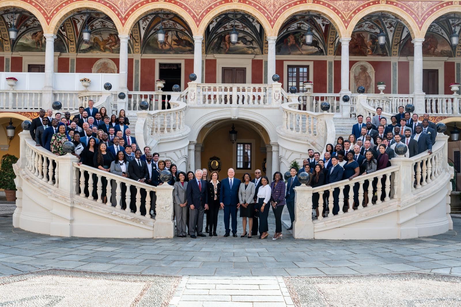 A group of MBA students from Emory in Monaco meeting Prince Albert II